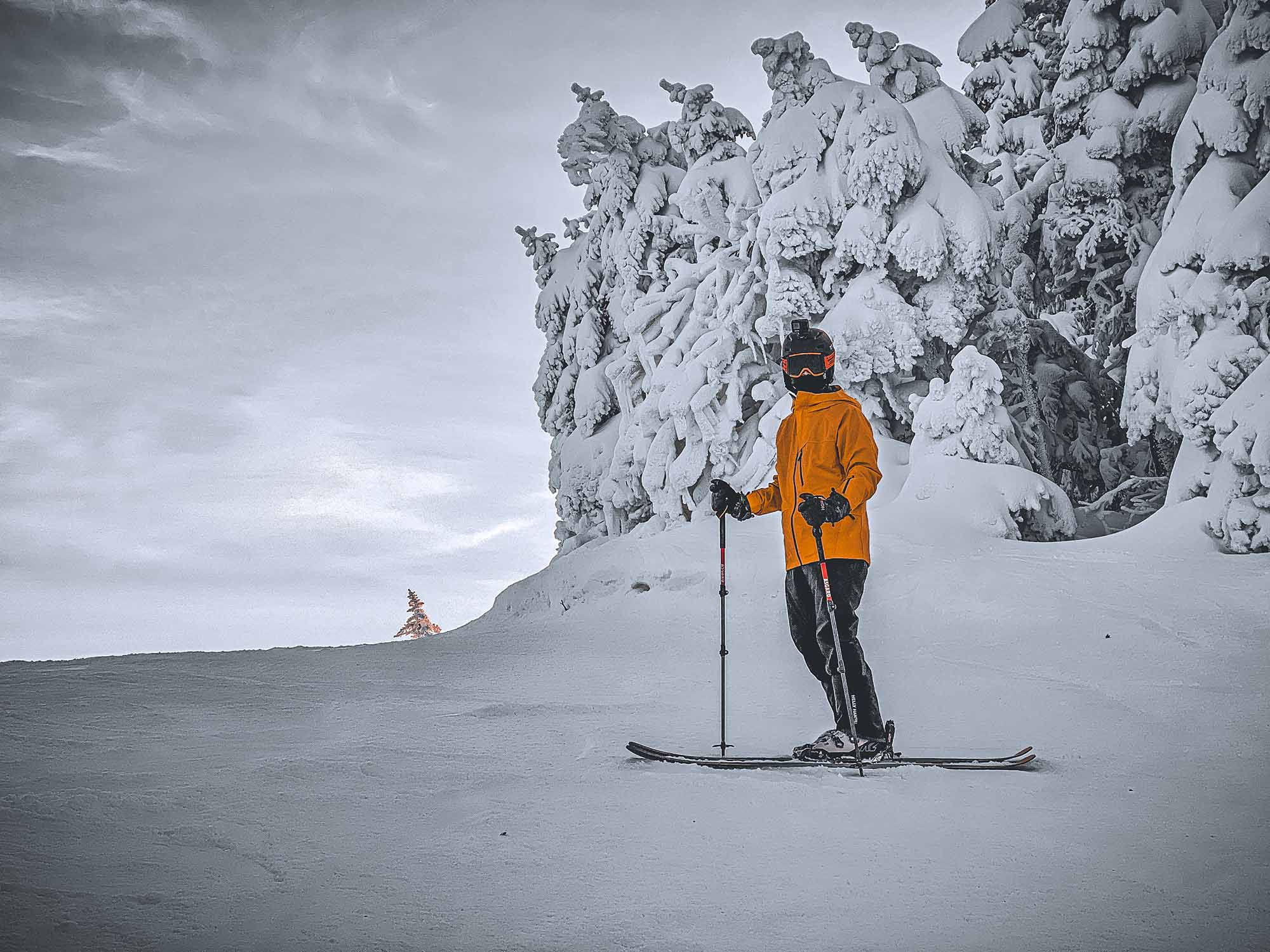 Skiing with top outdoor gear