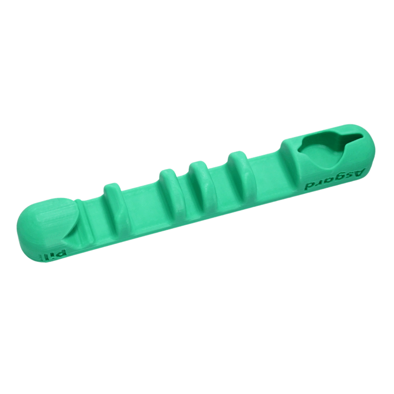 Green Asgard Pill magnetic ski and snowboard holder for car, angled product view on white background