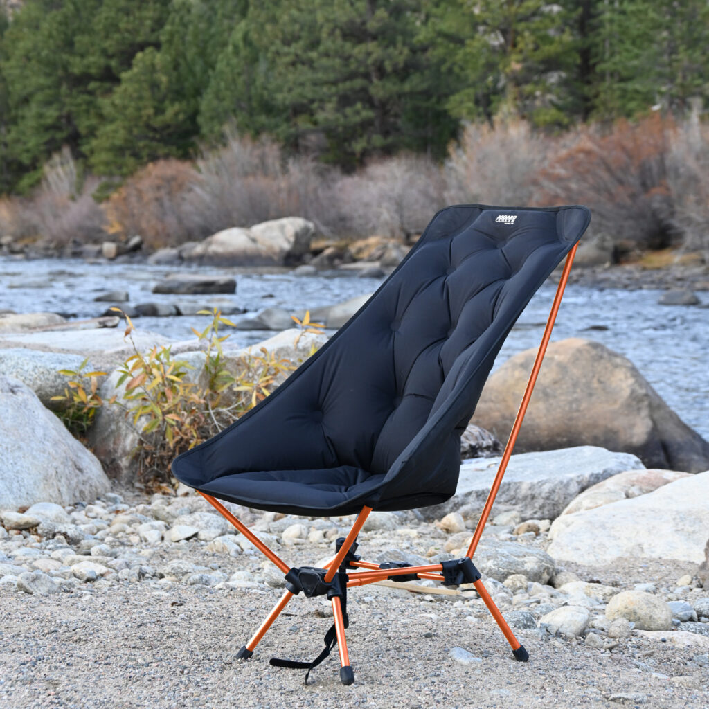 An Asgard Inflatable Chair with orange frame