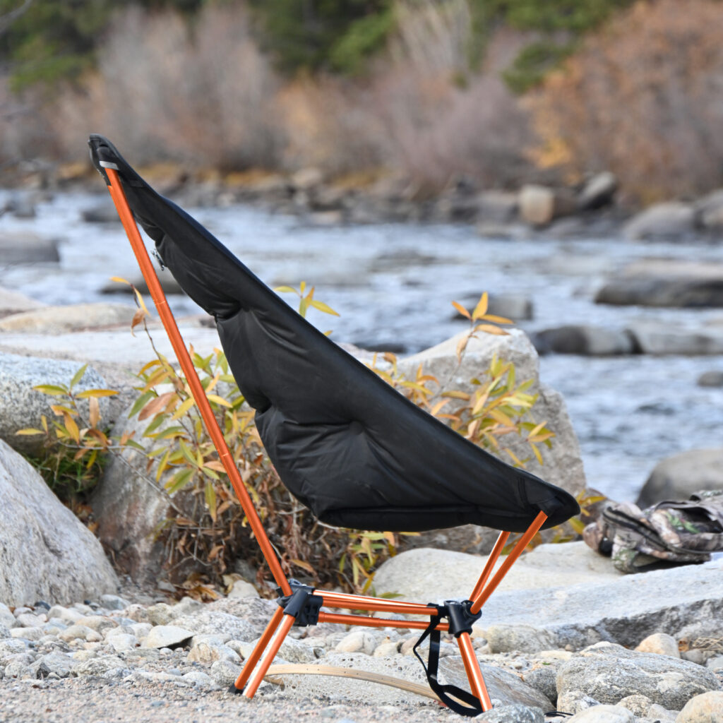 An Asgard Inflatable Chair with orange frame