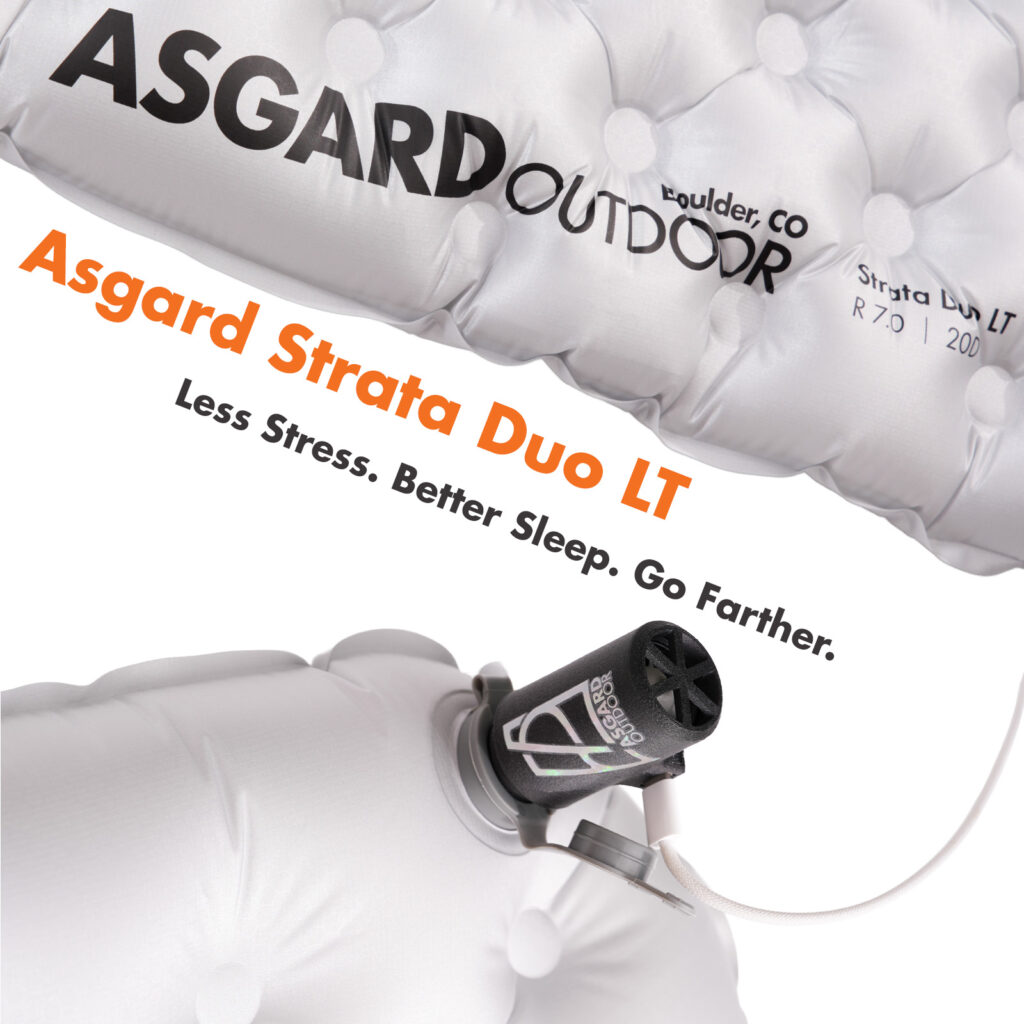 Asgard Strata Duo LT inflatable sleeping pad with valve detail