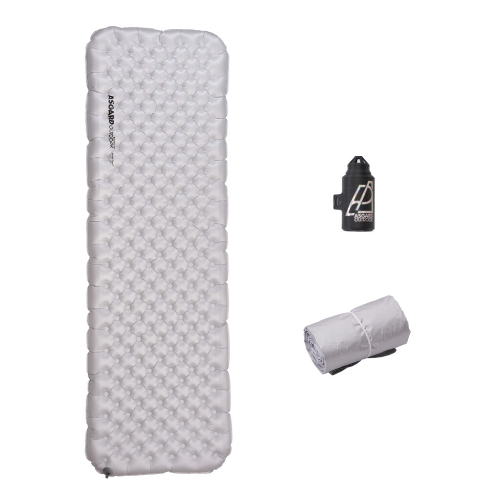 Lightweight rectangular inflatable sleeping pad for camping
