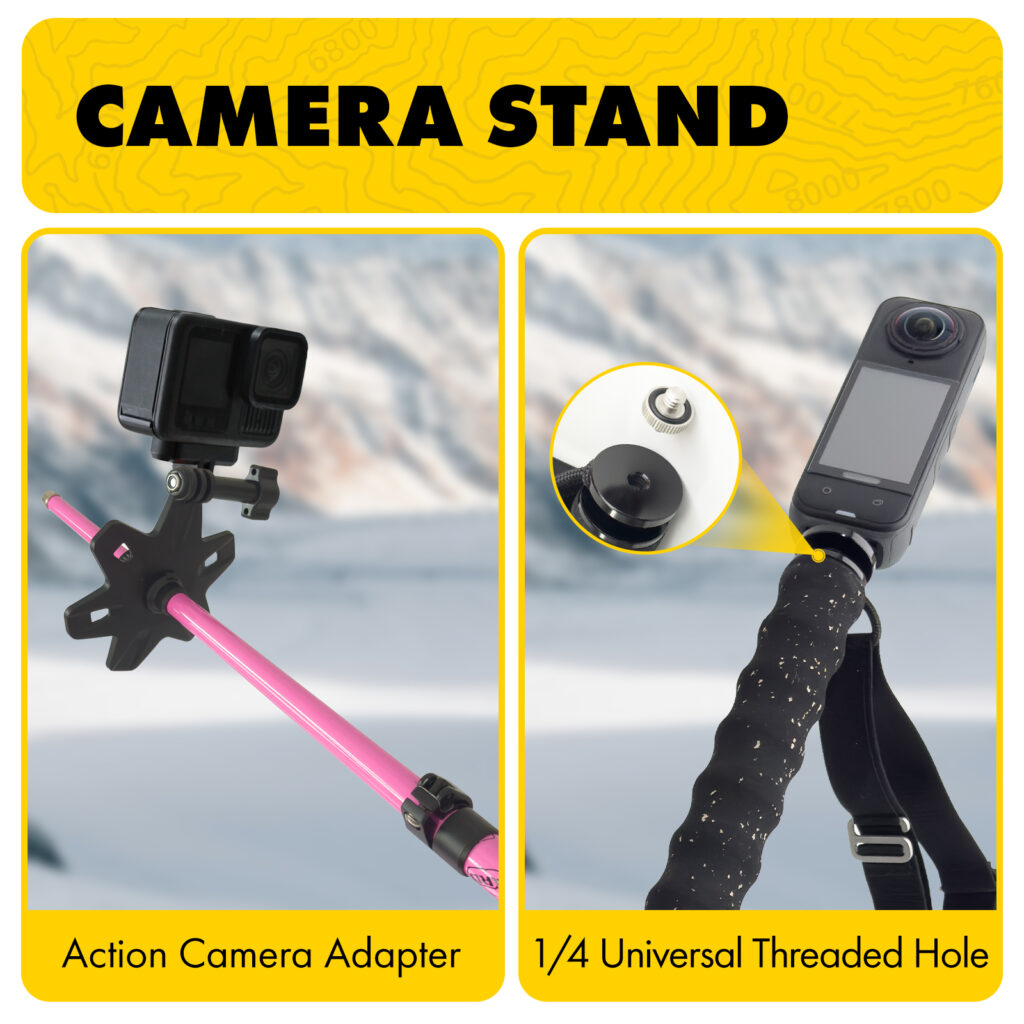 Asgard ski pole work with a camera stand