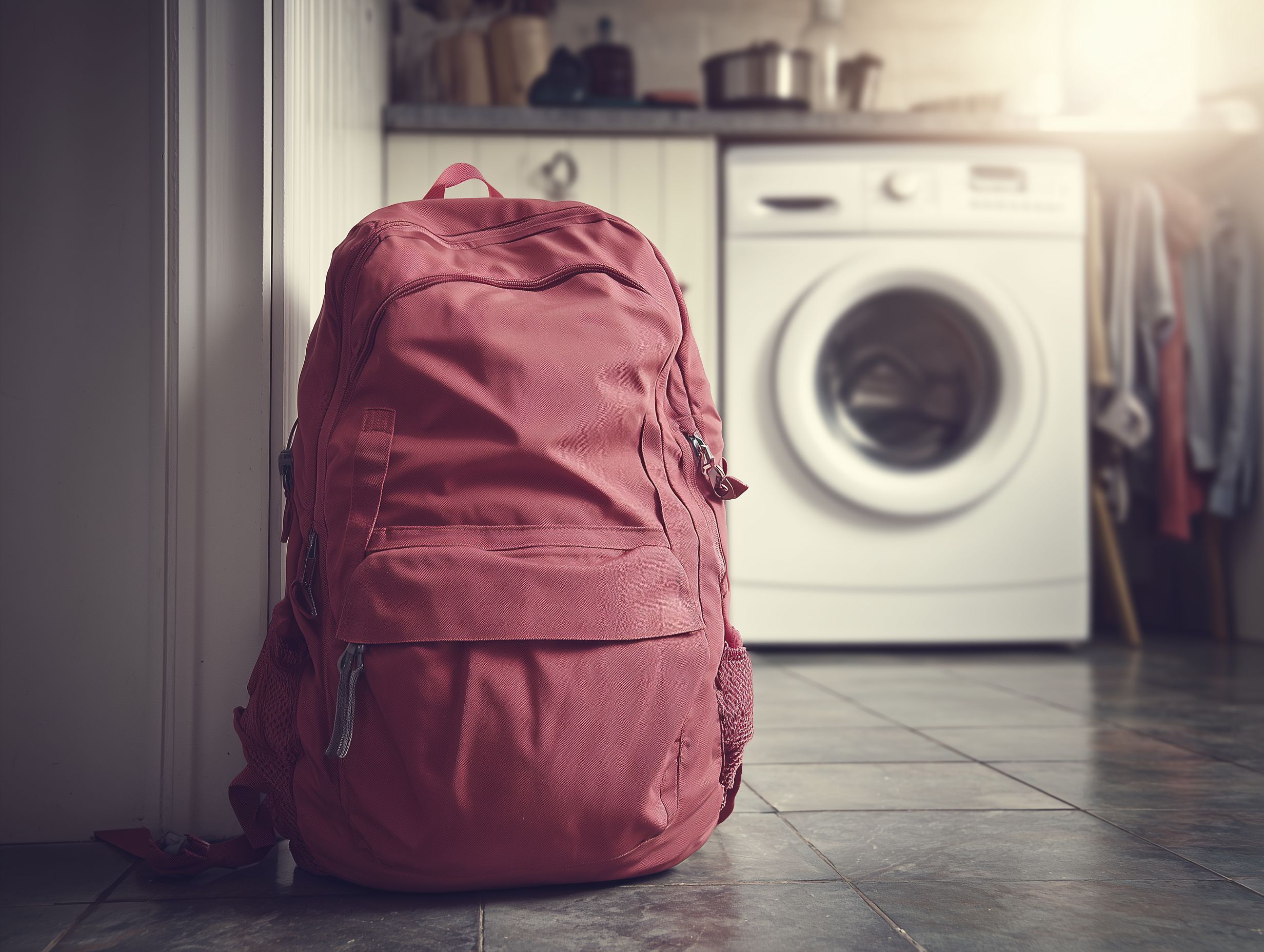 backpack washing in home