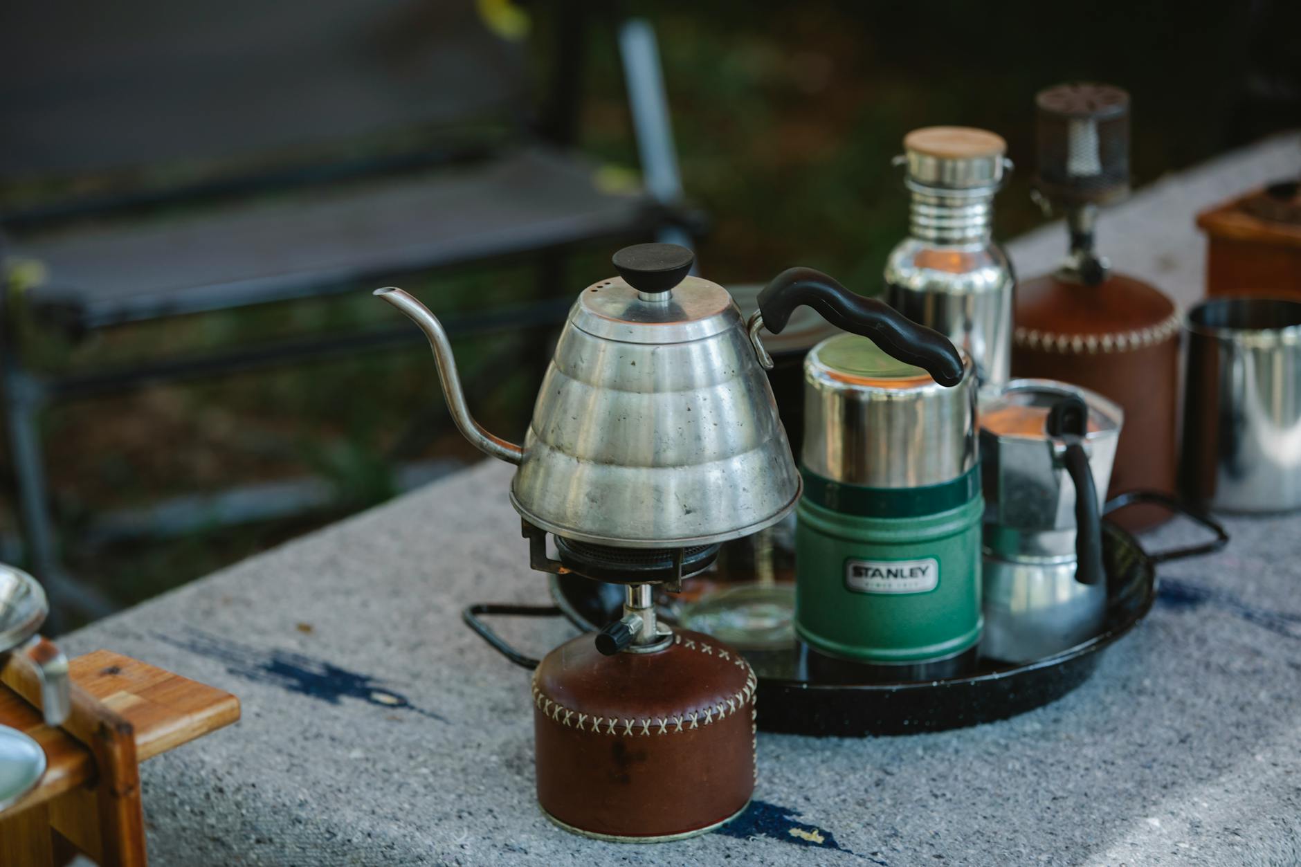 Campsite with picnic table and fire ring -photo-by-pexels
