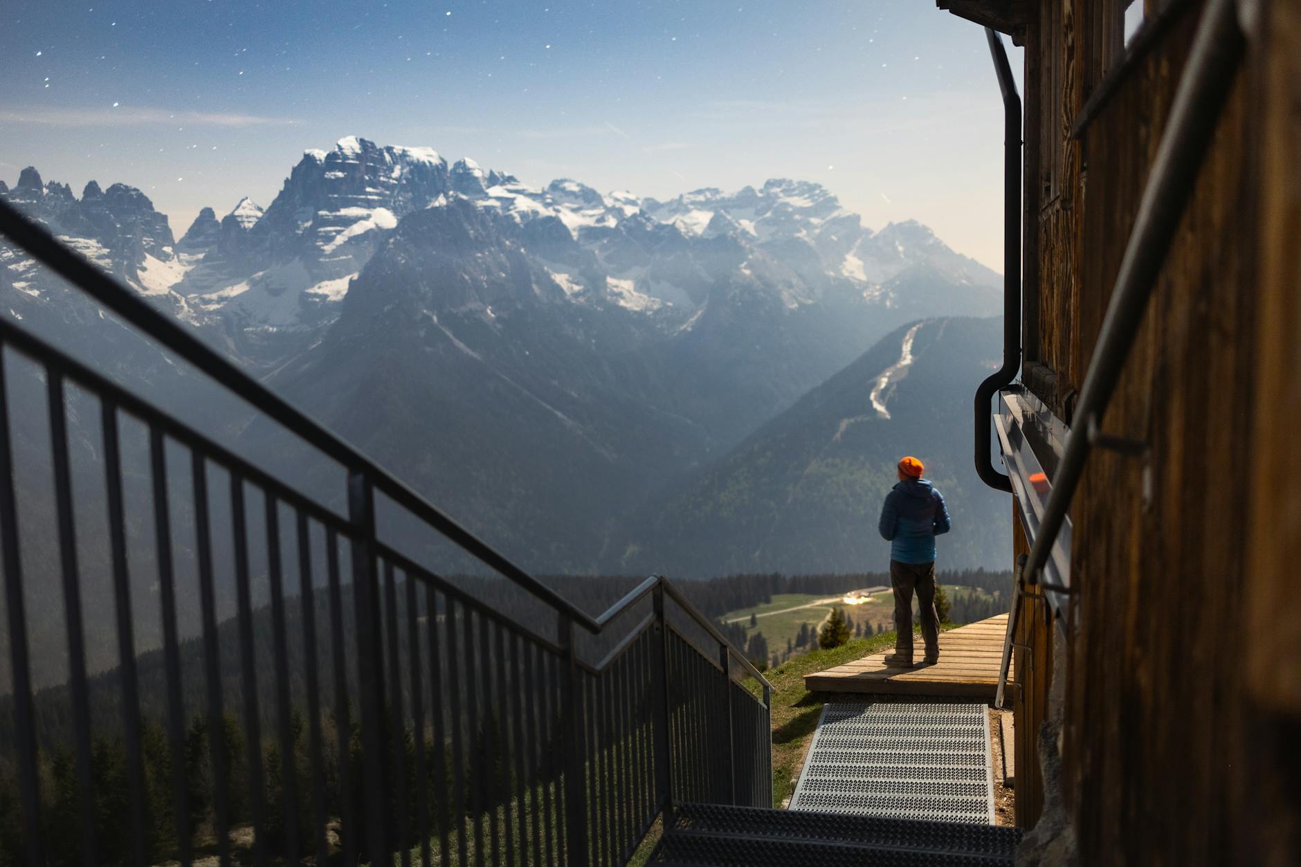 View from the summit lodge looking down the ski slopes-photo-by-pexels