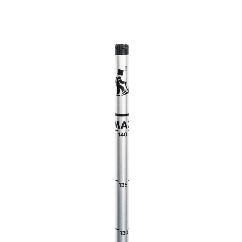 Close-up of Asgard trekking pole length markings at 130, 135, and 140 cm