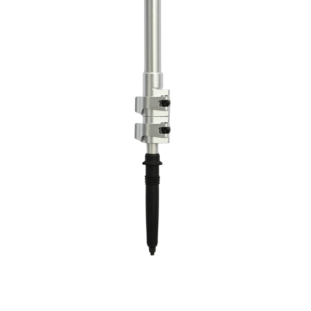 Four close-up views of Asgard trekking pole lower sections and replaceable tip assemblies