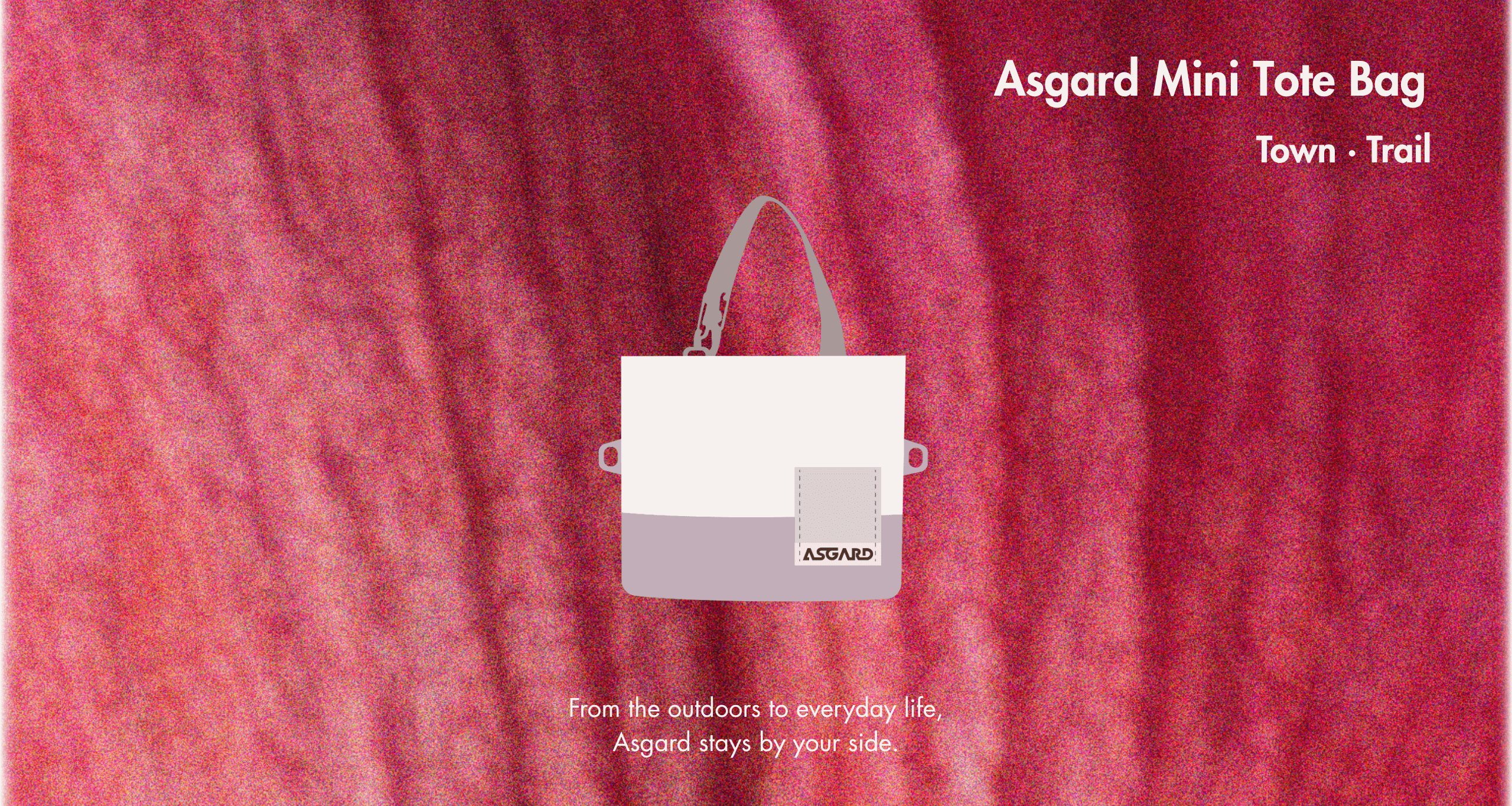 Asgard Mini Tote Bag product banner on a red background