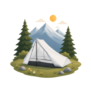 White ASGARD Trek 1.5 Shelter pitched as a trekking-pole tent in an alpine meadow