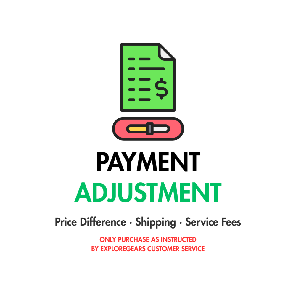 ExploreGears Payment Adjustment for price differences, shipping and service fees